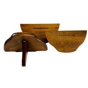 Vintage Wooden Wall-Mounted Display Shelf Set